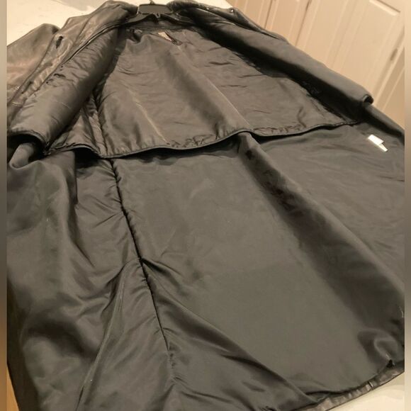 TIBDA Leathers Vintage Black Ankle Length Leather Trench Coat Size 6 - Picture 11 of 16